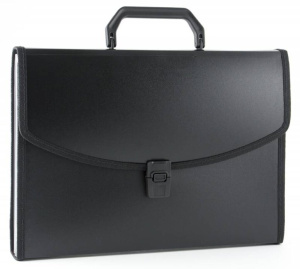 Портфель  6 отд. с ручкой и замком с окантовкой, чёрный