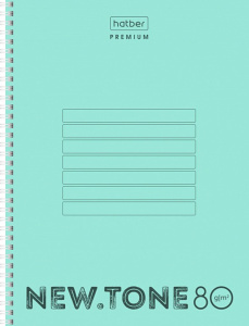 Тетрадь А4  80л кл. гребень Hatber "NEWtone PASTEL Мята" пласт.обл., многоуровн.перфор., глянц.лам.