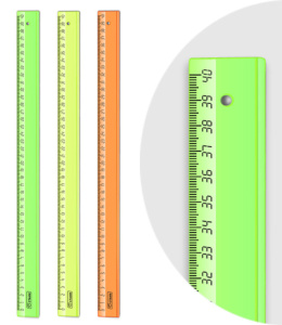 Линейка 40 см пласт. прозр.флюор.