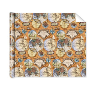 Бумага упаковочная 70*100см "Карта мира"