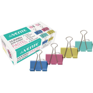 Зажим д\бум. мет. цветные deVENTE 19мм.