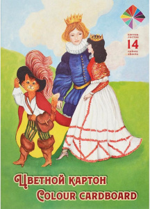 Картон цв. А4 14цв. 14л. мелов., двустор., пл. 210гр/м2 "Хитрец"