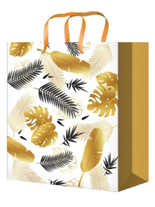 Пакет подар. бумажн. 22*31*10см, 157гр/м, Золотистые листья