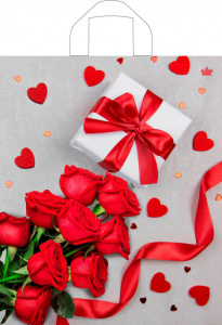 Пакет 43,5*38см (35мк) с петлевой ручкой "Красные розы" ПВД