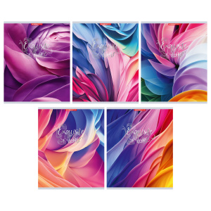 Тетрадь А5 48л кл. Полиграф Принт "Мягкие линии" софт-тач, тисн.фольгой, белизна 100%