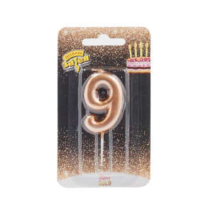 Свеча-цифра Розовое золото "9", 4,5см.