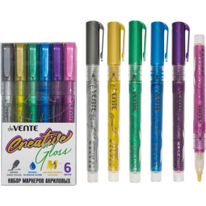 Набор маркеров акриловых   6цв. пулевидн."deVENTE.METALLIC", ширина линии 1,5 мм