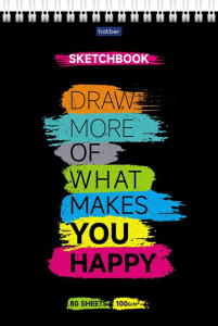 Скетчбук А5  80л., гребень, 100гр/м2 "Рисуй и мечтай" тв.подл.