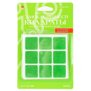 Квадраты самоклеящиеся, двустор, 18шт, 24*24мм, на вспененной основе