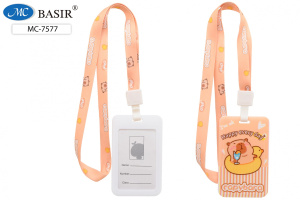 Бейдж 110*68 мм вертикальный "Капибара", зажим с лентой