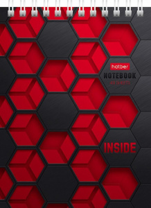 Блокнот А6  40л гребень "INSIDE" УФ-лак, клетка