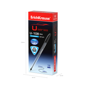 Ручка шар. ЕК ULTRA GLIDE CLASSIC STICK U-108 черная, прозр.корп.1мм