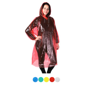 Дождевик-плащ глянцевый 110*82см см, 20мкр, ПЭ, рукава на резинках, 5 цветов Дубль!!!