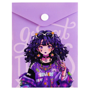 Конверт на кнопке  с рисунком А6 (158*114мм) Космическое настроение