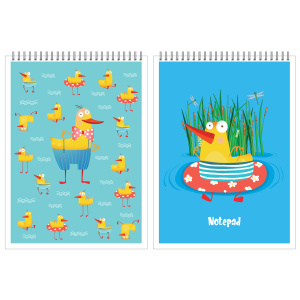 Блокнот А6  40л гребень "Уточки" клетка, ВД-лак