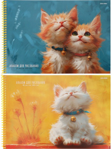 Альбом А4 48л гребень "Котики с колокольчиками"