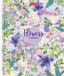 Тетрадь А5  96л кл. гребень Hatber "Цветочная романтика" мат.лам., тисн., 2 диз.в блоке