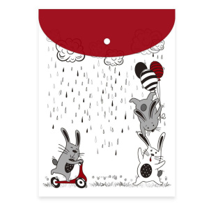 Конверт на кнопке  с рисунком 240*330мм, Забавные зайцы