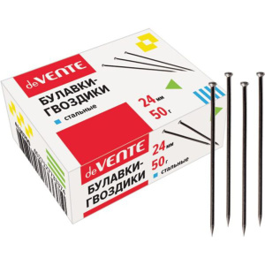 Булавки офисные, L24 мм, 50 гр., карт.уп.