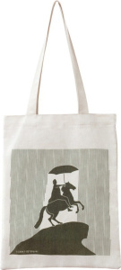 Сумка 34*41см "СПБ. Медный всадник под зонтом"" ч/б рисунок