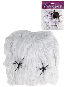 Декоративная паутина 100гр, 2 паука, белая