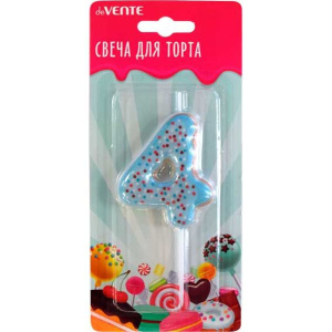 Свеча-цифра "4" Donut  6 см, с 3D декором