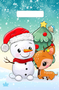 Пакет 25*19см (30мк) с вырубной ручкой "Милый снеговик" ПВД