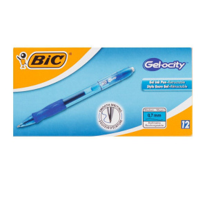 Ручка гелевая BIC GeloCity автом., каучук. держатель, 0,7мм, синие чернила