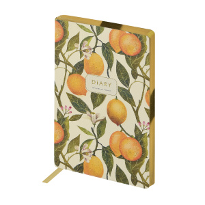 Ежедневник недат. А5 128л., кожзам, мягк.пер. "Flora. Lemons" ляссе