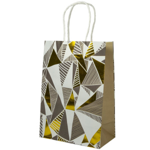 Пакет подар. бумажн. крафт 18*25*10см, 120 гр/м Узор Золотом, 4 дизайна