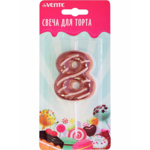 Свеча-цифра "8" Donut  6 см, с 3D декором