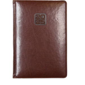 Еженедельник дат. 2025г. А4 64л., тв.обложка, кожзам Bravo коричневый, ляссе