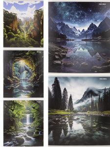 Тетрадь А5 48л ЛИН. Проф-Пресс "Живописные виды - 1" твин.лак., 5диз.в  спайке, белизна 100%