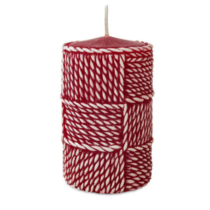 Свеча новогодняя пеньковая , красная,  8см