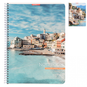 Тетрадь А4  96л кл. гребень Полиграф-Принт "Город у моря" ВД-лак, белизна 100%