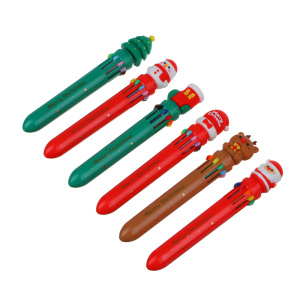 Ручка шар. многоцв. 10-ти цветная, "Новогодняя" 0,7мм