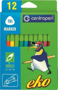 Фломастеры  12цв "Centropen. Eco trio", треуг.захват, с пищевыми красителями