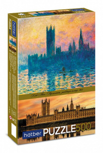 Пазлы  500 элементов  330*480мм. "Art&Photo. Моне.Парламент,заходящее солнце" Premium