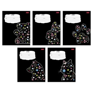 Тетрадь А5 18л кл. Hatber "Цветущие зверушки" 5 диз.в блоке, белизна 100%