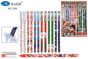 Ручка гелевая стираемая Basir "Новогодние" синяя, 0,5мм