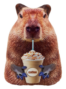 Мягкая игрушка 31см " Капибара с кофе"