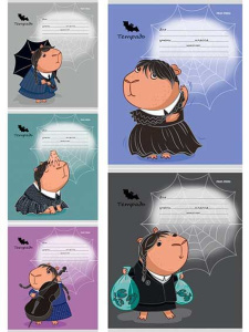 Тетрадь А5 12л кл. Проф-Пресс "Капивенсдей" мел. обл., 5 диз.в спайке, бел.100%