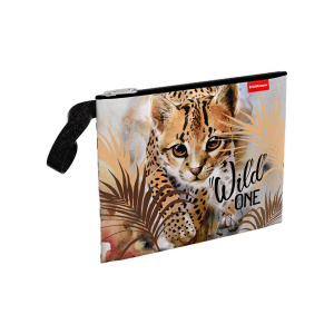 Папка д/тетрад. А5 (260*220*1) 1отд. молния сверху, ткань"Wild Cat"