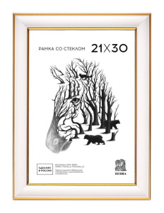 Фоторамка пластик 21*30 №600 (Белая с золотым кантом)