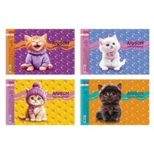 Альбом А4 40 гребень "Мы-котики!" пл. 100 гр/м, 4диз.в блоке, перфорация на отрыв
