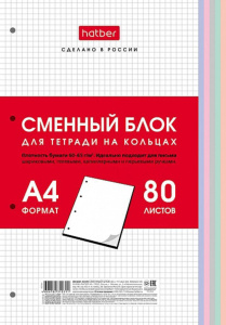 Сменный блок А4  80л кл. Hatber "Многоцветный срез"