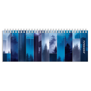 Планинг недат. 290*100мм  64л., картон, гребень "Коллаж в синих тонах" глянц.лам.
