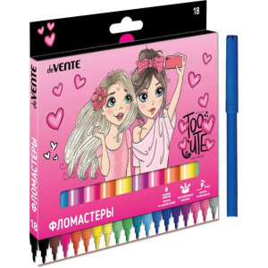Фломастеры  18цв "deVENTE. Too Cute Girl", вент.колпачок , карт. упак