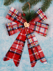 Подвесное украшение 20см "Ёлочный бант Рождественский" ассорти