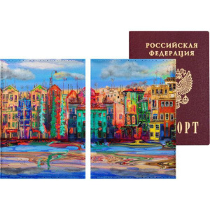 Обложка для паспорта из к/з " Fantastic City!", цветная печать